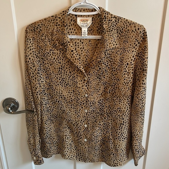 Talbots Leopard Print Blouse, size 10P - Picture 1 of 10